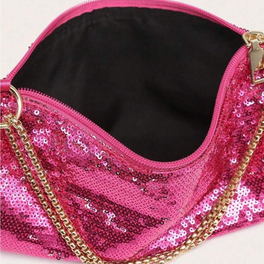 Shein Fuchsia Sequin Shoulder Bag View 5